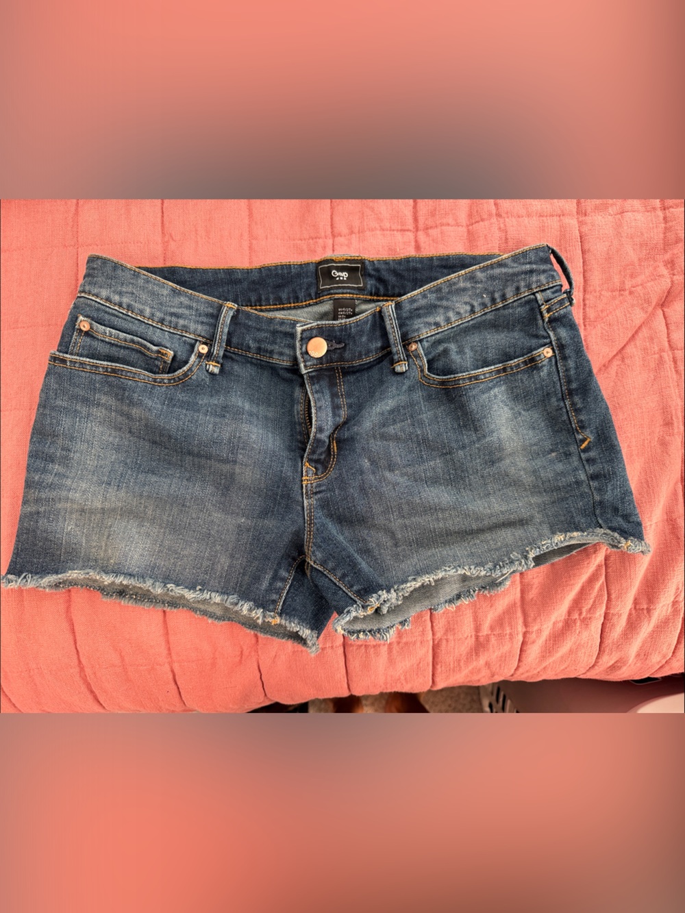GAP Mid Blue Frayed Hem Denim Shorts